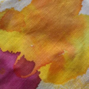 Kolorierung "Zitronengelb, Apfelsine & Orchideerosa", 100% Baumwolle (Batist), 90 x 90 cm - Detailansicht