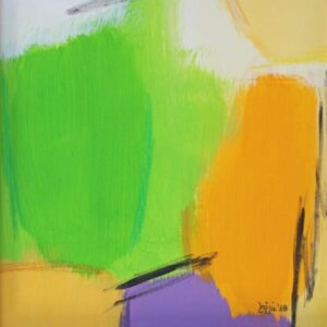 Gelb, Grün & Violett II, Acryl auf Passepartoutkarton, 25 x 25 cm