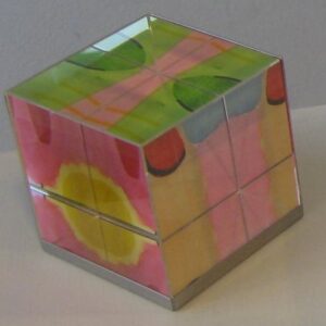 "Farbenspiele", Malerei & Kristallglas Kubus, 7 x 7 x 7 cm