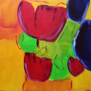 Das Rot des Mohns, Acryl auf Leinwand. 80 x 80 cm