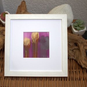 Flora in Gelb & Violett, Aquarell auf Papier, 20 x 20 cm