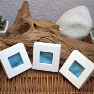 Kleines Türkis II - IV, handgefärbt Baumwolle, 7 x 7 cm