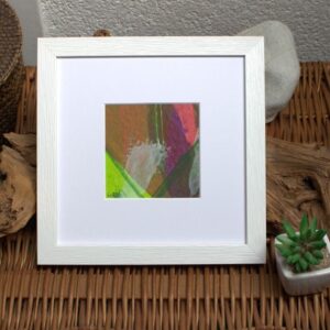 Spiel der Farbe - Lila, Pink & Grün, Acryl auf Papier, 20 x 20 cm