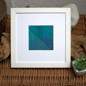 Spiel der Farbe - Türkis & Blau II, Acryl auf Papier, 20 x 20 cm