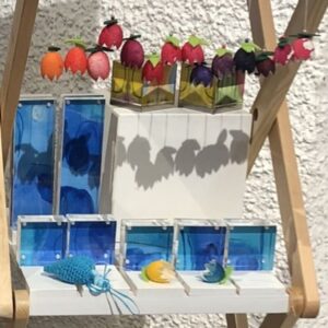 Florale Objekte - handgefärbte Seidenkokons & Malerei Acrylglass